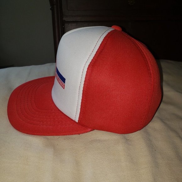 Vtg Morton Building Hat Snapback Trucker Cap Foam Red White Adjustable - Picture 6 of 8